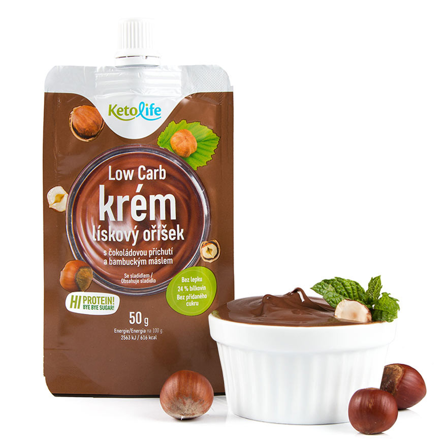KetoLife Low Carb krém – Lieskový oriešok s čokoládovou príchuťou (50 g)