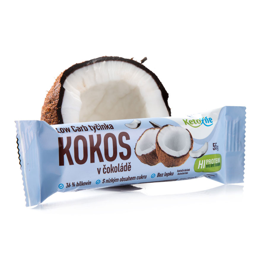 KetoLife Low Carb tyčinka – Kokos v čokoláde (1 porcia)