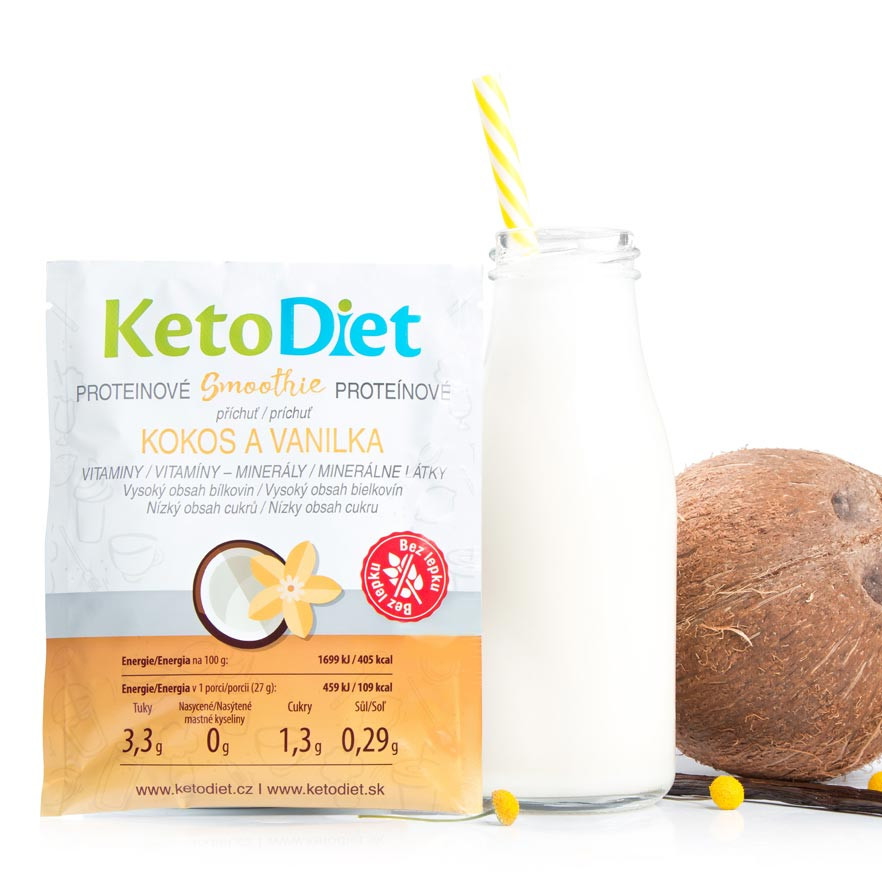 KetoDiet Proteínové smoothie príchuť kokos a vanilka (7 porcií)