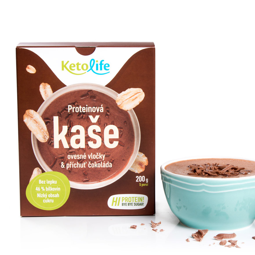KetoLife Proteínová kaša – Ovsené vločky a príchuť čokolády (5 porcií)