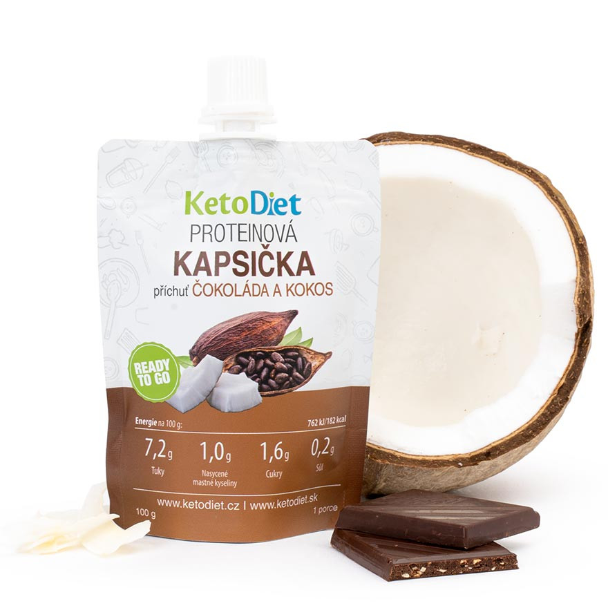 KetoDiet Proteínová kapsička – príchuť Čokolády a kokosu (1 porcia)