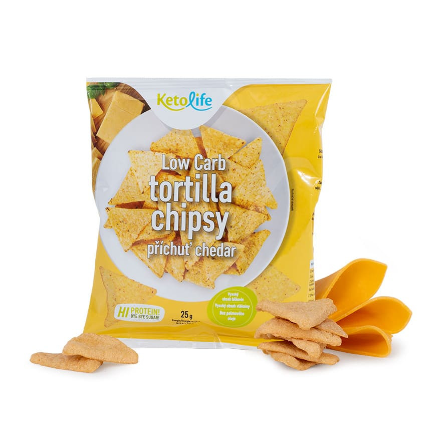 KetoLife Low Carb Tortilla chipsy – príchuť čedar (25 g)